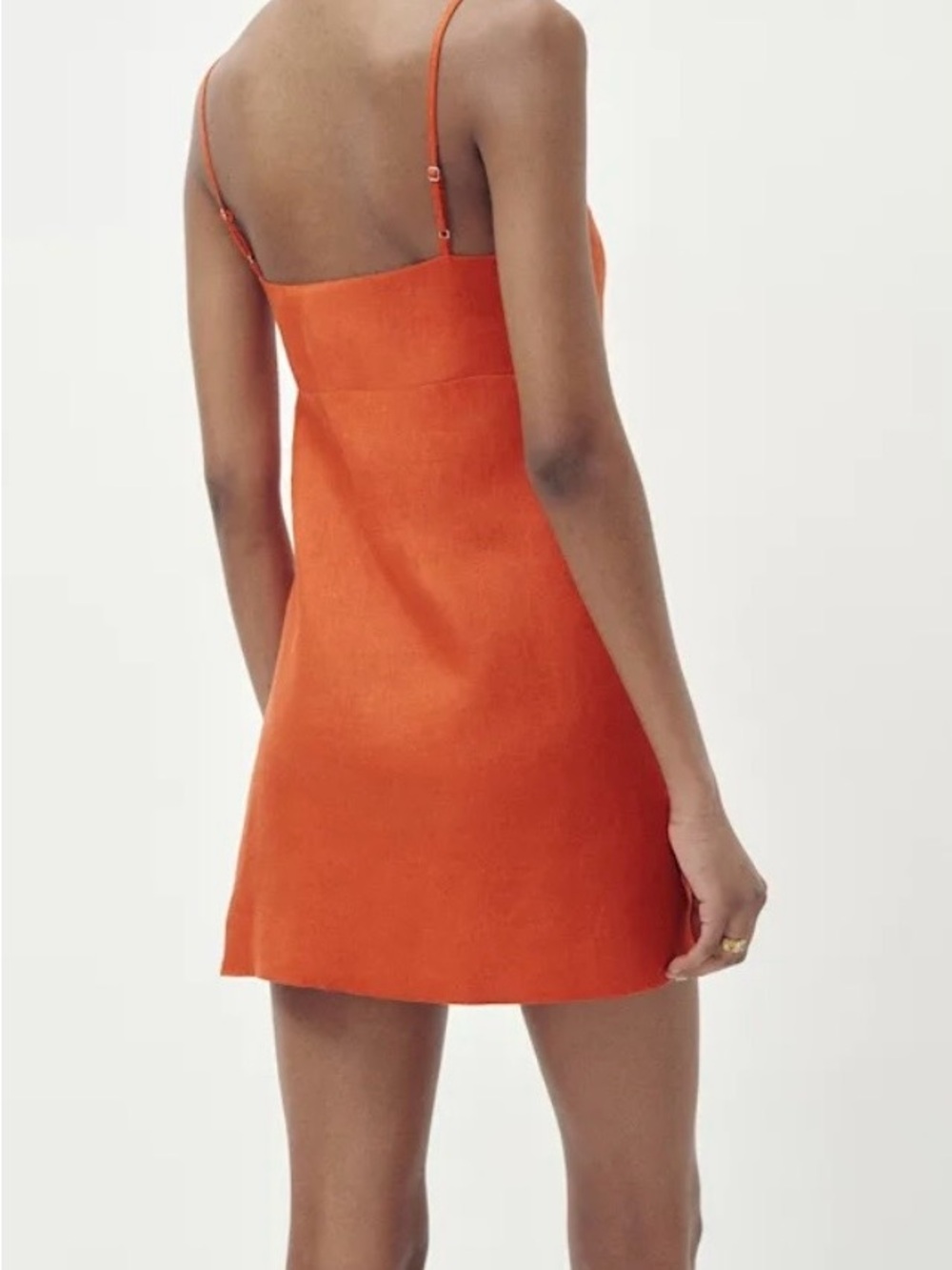 Reformation Mini Dress in Vibrant Orange - Picture 4 of 7